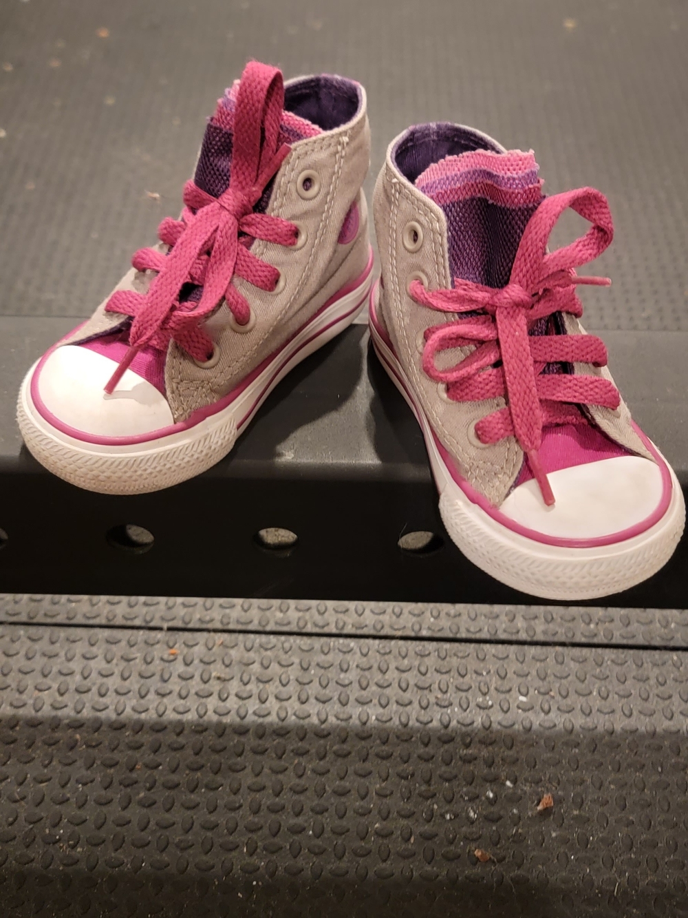Converse Toddler High-Top Sneakers in Gray, Pink And Purple